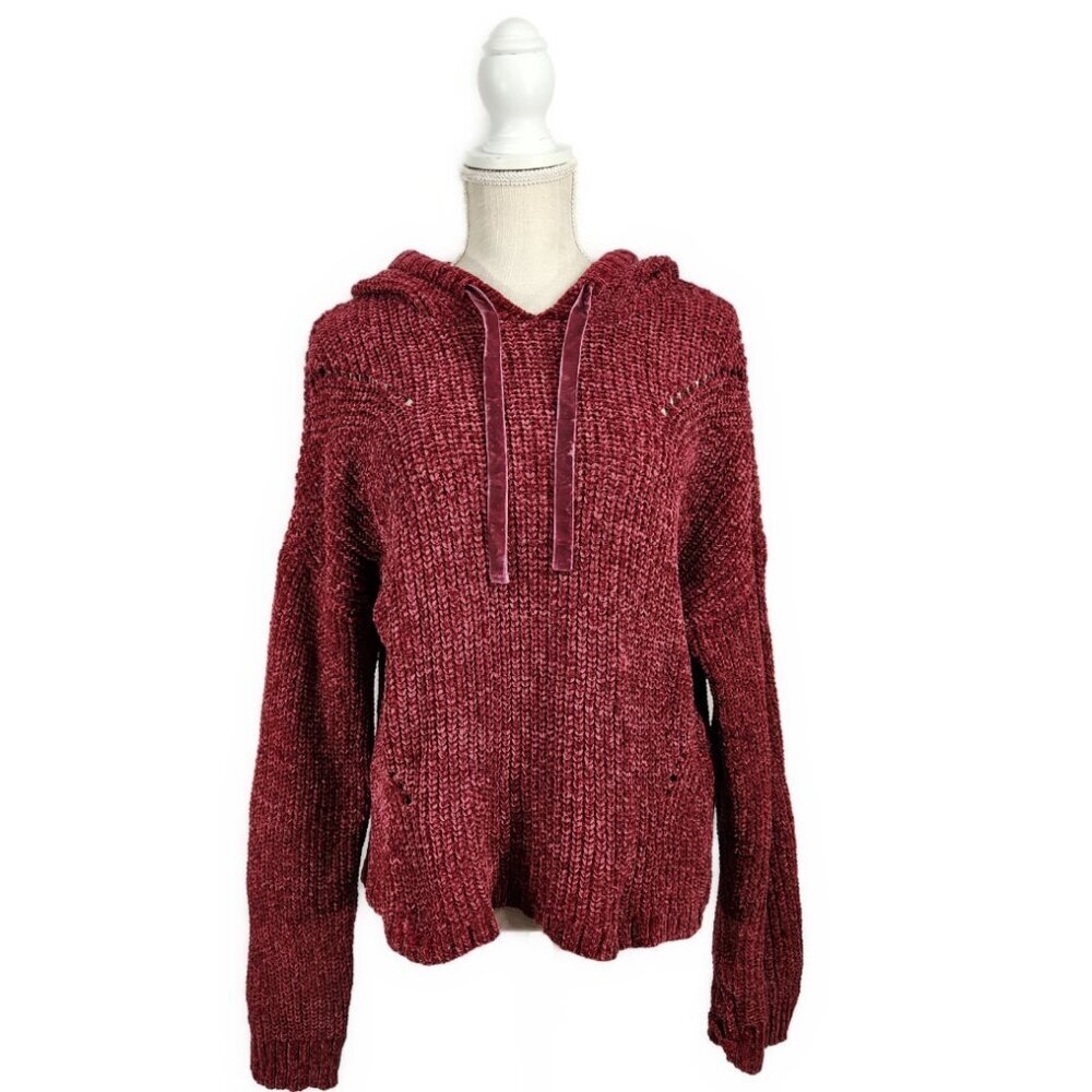 NWT American Rag Hooded Sweater Women's XL Burgundy Maroon Soft Cozy Chenille